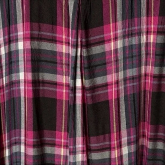 Terra & Sky Shirt Plus Size 1X 16W 18W Top Long Sleeves Plaid Gray Dark Pink - Picture 5 of 6